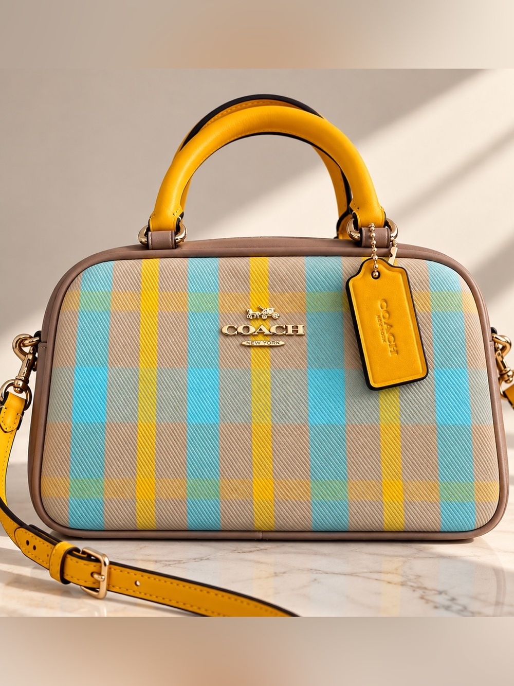 Bright Maize Multi Plaid Print Yellow Mini